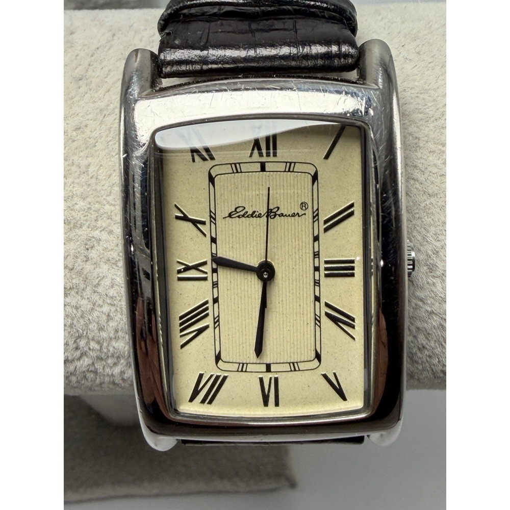 Eddie Bauer‎ 0444 New Battery Vintage Ladies Tank Watch 27MM 8" Leather Band